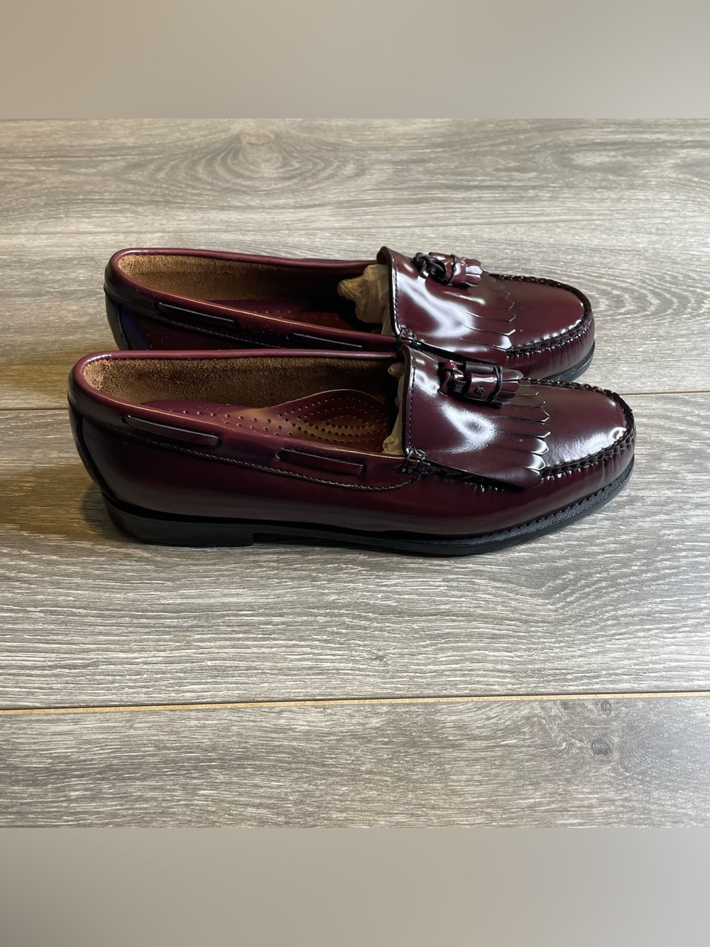 G.H. Bass Weejuns Layton Loafers Burgundy Wine Kiltie Tassel Mens Sz 10D NWOB